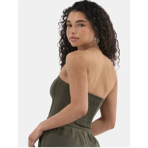 NEW 2Pc 20 (XXL) Olive Tube Top & Short Set - Picture 5 of 9